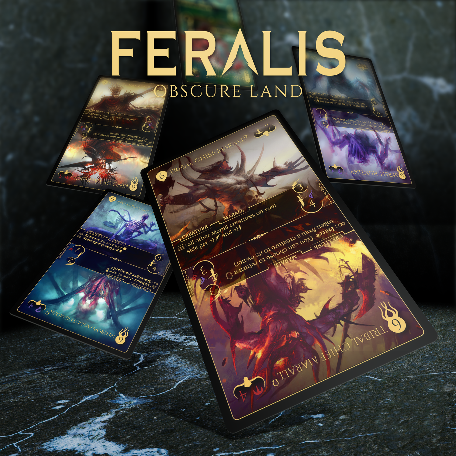 Carte creatura e abilità del gioco Feralis